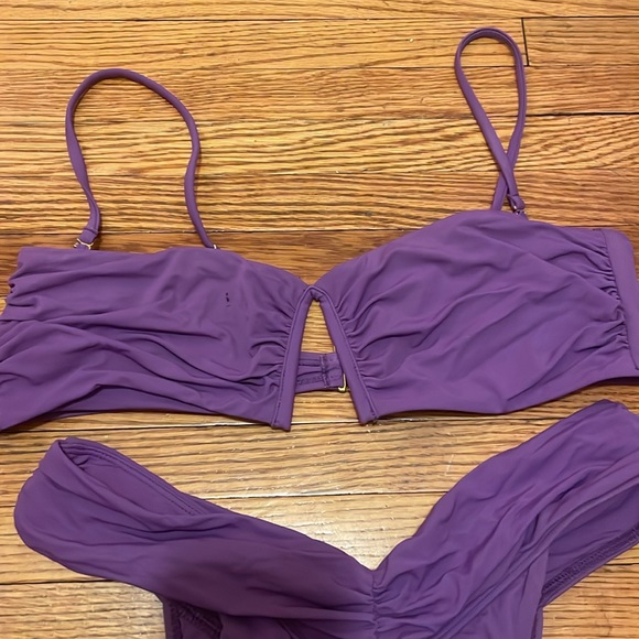 Storm Reid x Pacsun Purple Shirred V Bandeau Bikini top/ bottom set size medium - Picture 4 of 7